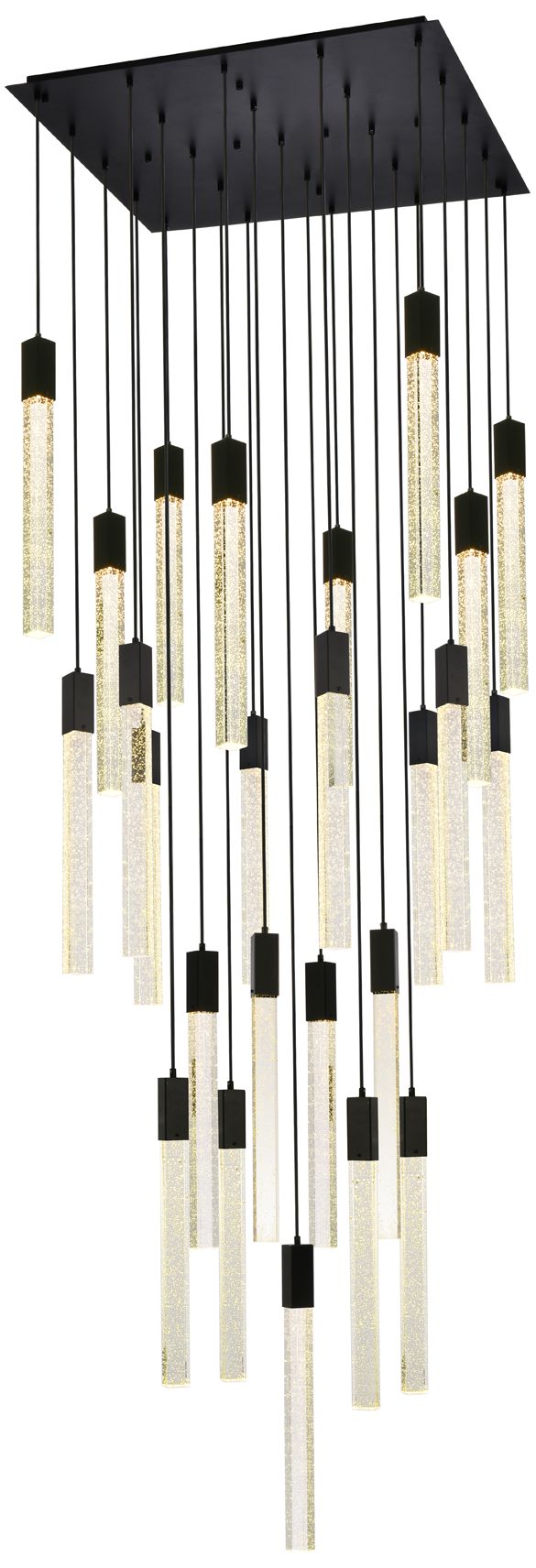 Weston 36" Wide Black and Crystal 25-Light LED Pendant