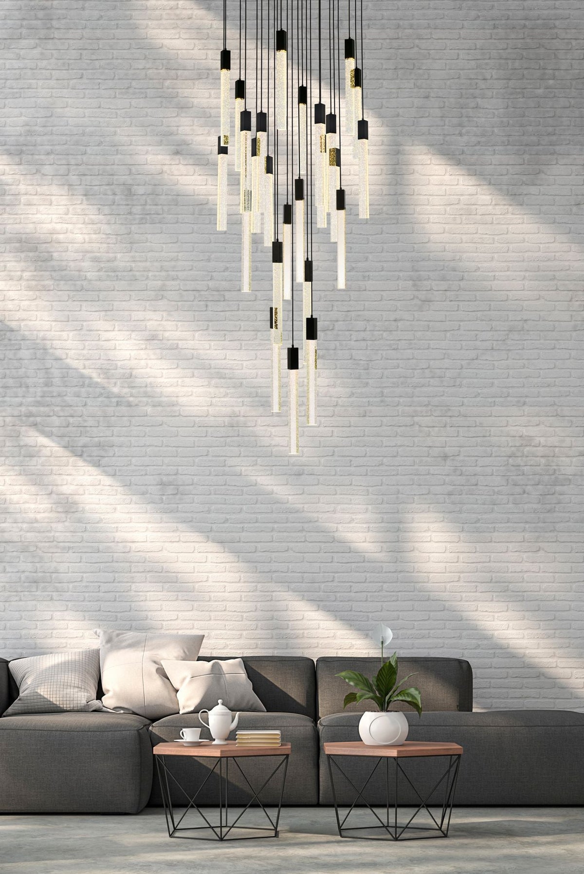 Weston 42" Wide Black Crystal 25-Light LED Cluster Pendant