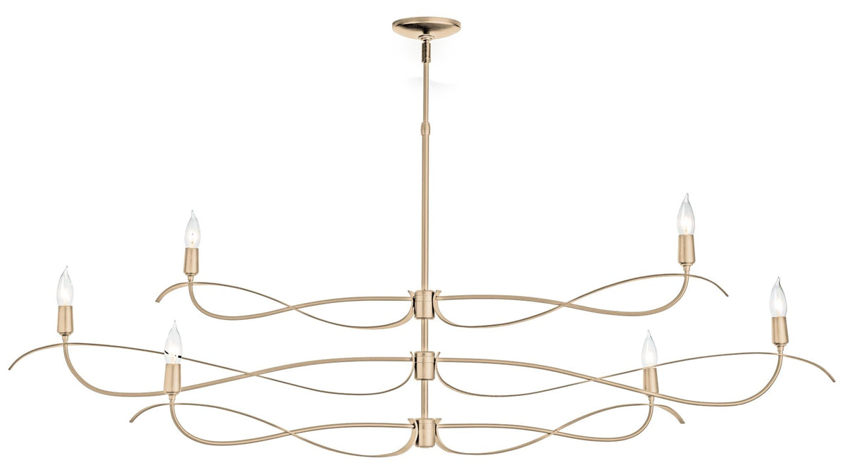 Willow 6-Light Large Chandelier - Gold Finish - Standard Overall Height