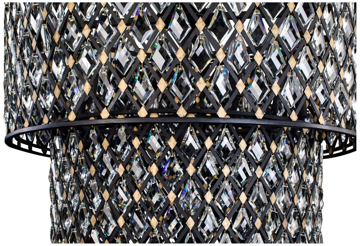 Windsor 31 3/4"W Carbon Crystal 13-Light 3-Tier Chandelier