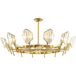 Brass Ring Frame Crystal Chandelier -Gold Metal, Crystal Accents Pendant Lights