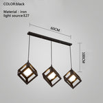 Geometric LED Adjustable Black Vintage Pendant Lighting Chandelier