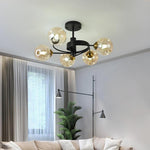 Swirling Nordic Globe Bubble Chandelier Metal Glass Bedroom Chandelier