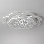 Modern Floral Acrylic LED Flush Mount Ceiling Light with Elegant Crystal Teardrops