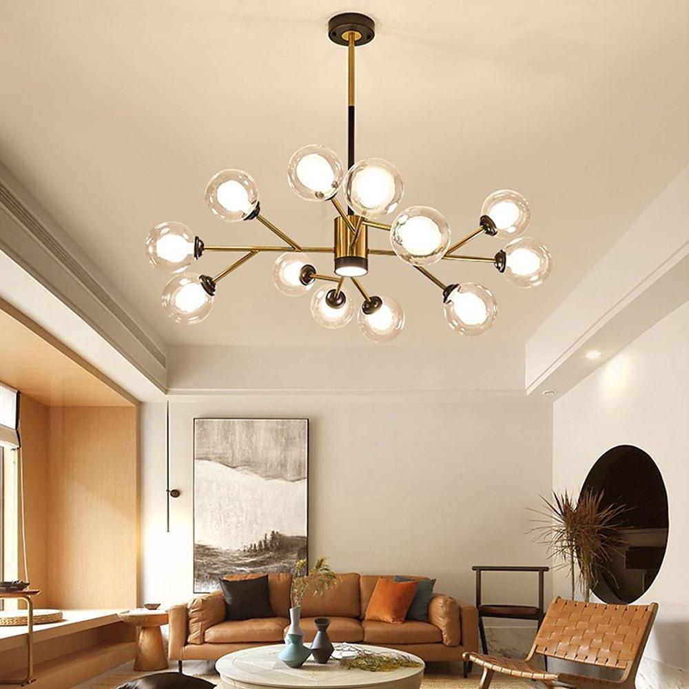 12 Bulbs Sputnik Chandelier Glass Globe Chandelier for Living Room