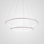Modern LED Chandelier Minimalist 2-Ring Geometric Lights with Adjustable Height