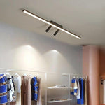 Unique 2-Spotlights Black Linear Semi-Flush Mount Ceiling LED Light