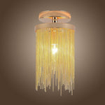 Metal LED Modern Farmhouse Semi Flush Mount Ceiling Light with Tassel Pendant Design