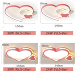 Novelty 2 Hearts Metal Flush Mount Ceiling Light LED Baby Kids Lights for Bedroom