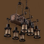 6 Lantern Farmhouse Chandelier Wood Chandeliers Ceiling Light