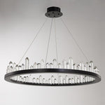 Circular Metal Crystal LED Adjustable Modern Pendant Lighting Chandelier