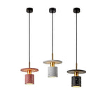 Terrazzo-Inspired Cement Cylinder LED Pendant Lights Modern Island Lighting