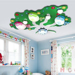 LED Wildlife Colorful Painted Acrylic Glass Flush Mount Ceiling Light for Baby Kids