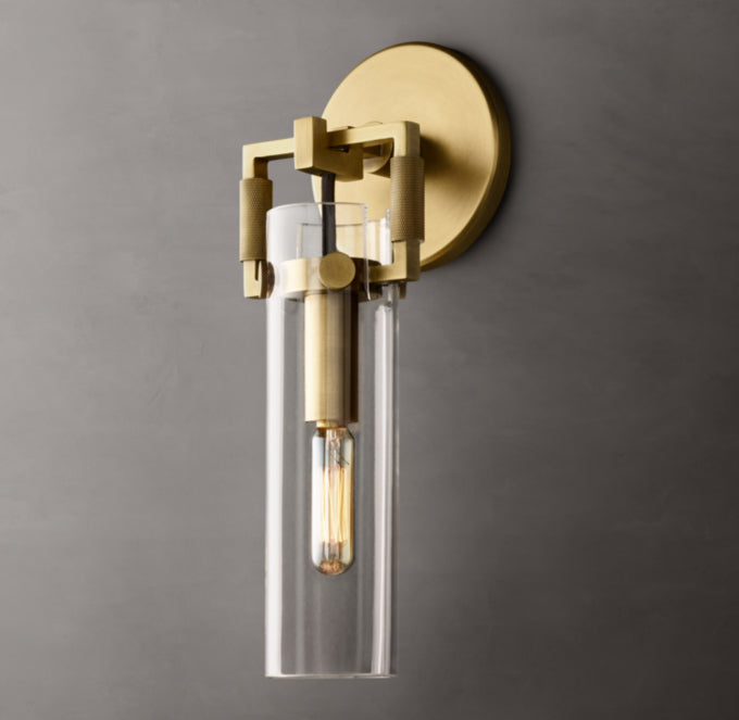 Machinist Glass Cylinder Sconce 9"