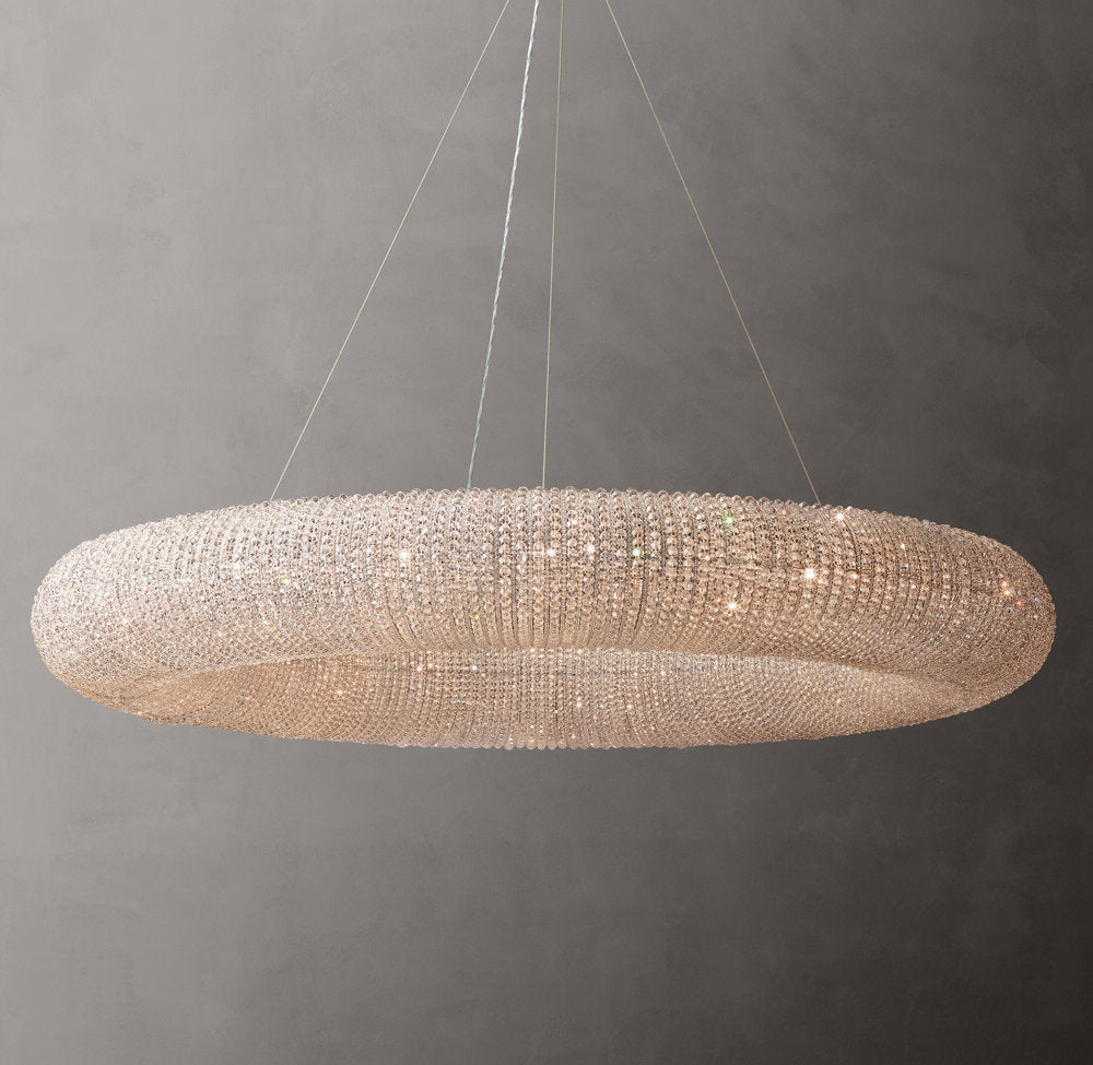 Crystal Halo Clear Round LED Chandelier 72"