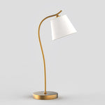 Metal Gooseneck Desk Lamp with Cone Fabric Shade for Bedside and Office Use