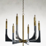 Acrylite 6-Light Brass and Acrylic Ceiling Chandelier