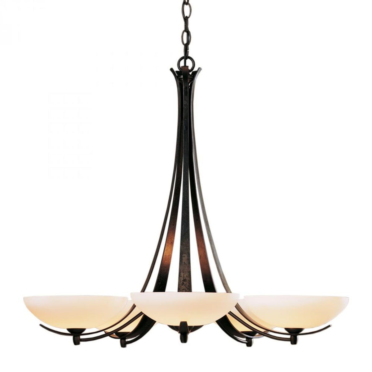 Aegis Chandelier, 5-Light, Bronze, Opal Glass, 31.3"W (101261-SKT-05-GG0123 5A8T)