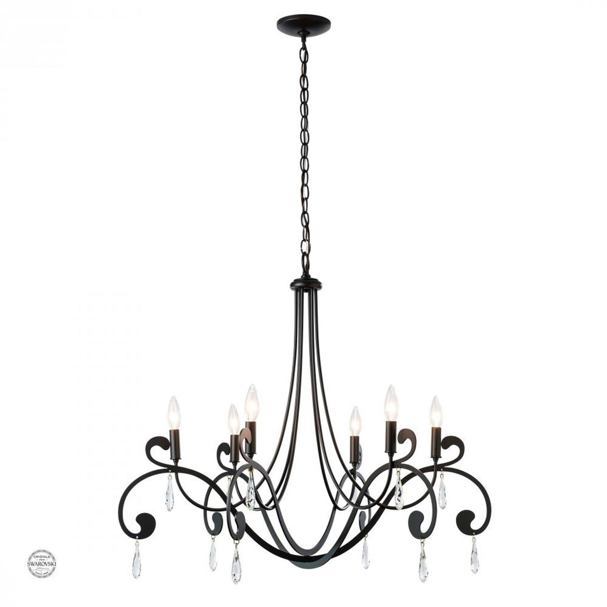 Stella Chandelier, 6-Light, Natural Iron, 32.9"W (105057-SKT-20-CR 5D0QNY)