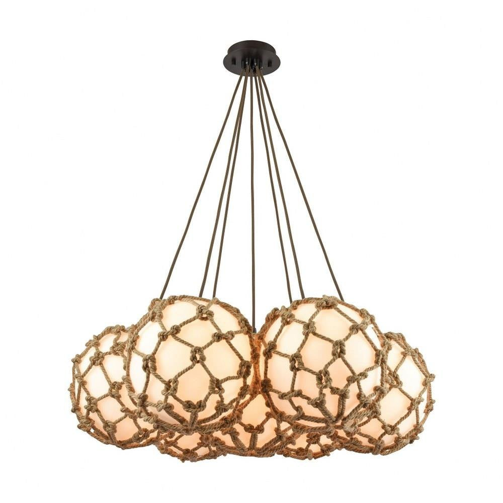 Elk Home - 10710/7SR - Coastal Inlet - 7 Light Chandelier in Transitional Style with Coastal/Beach and Modern Farmhouse inspirations - 11 Inches tall and 32 inches wide