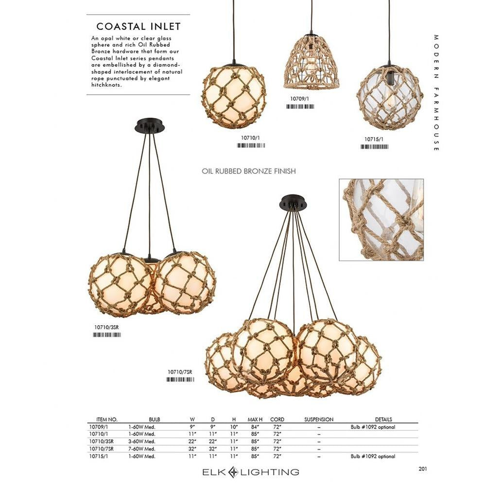 Elk Home - 10710/7SR - Coastal Inlet - 7 Light Chandelier in Transitional Style with Coastal/Beach and Modern Farmhouse inspirations - 11 Inches tall and 32 inches wide