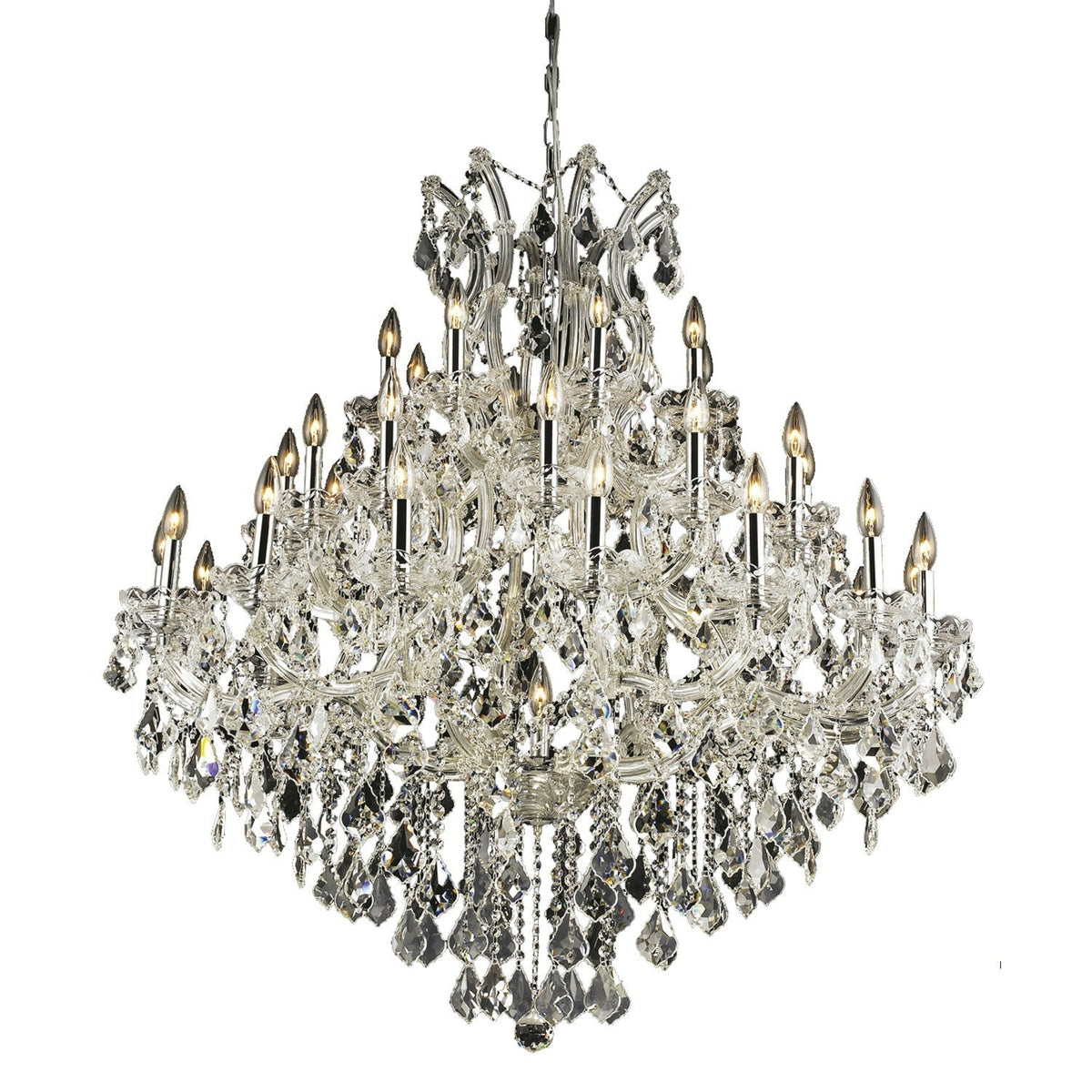Chrome Thirty-Seven Light 44-Inch Chandelier with Royal Cut Clear Crystal