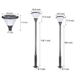 1-Light Round Solar LED Outdoor Lamp Post in Black