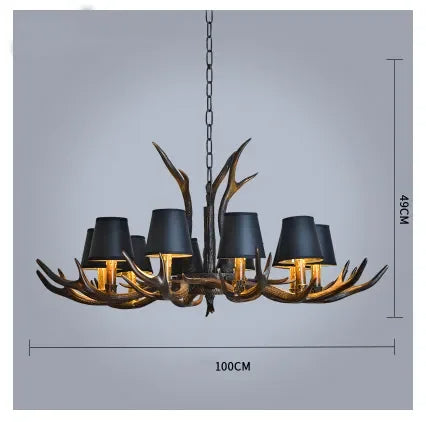 Retro Antlers LED Chandelier Table Dining Room Kitchen Interior Lighting Fixture