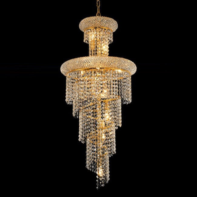 10 Light Spiral Crystal Chandelier gold plated– YOVINO