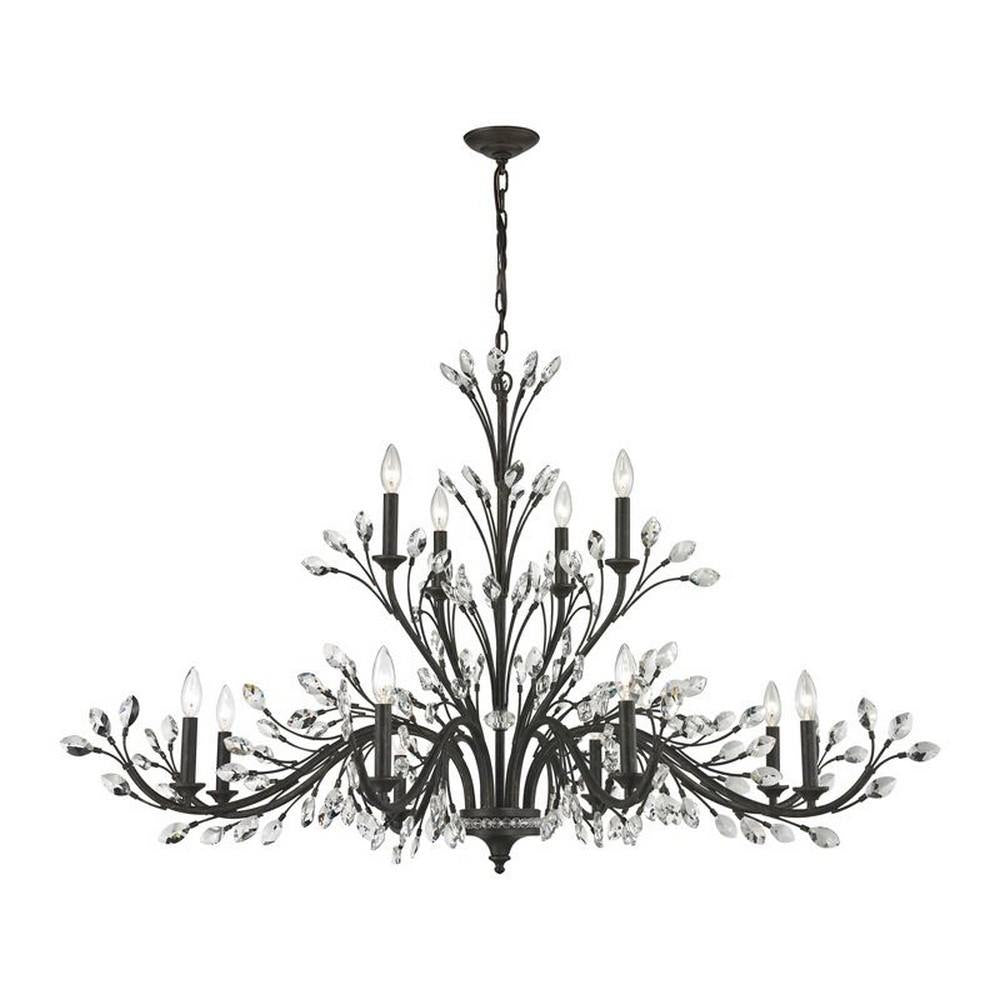 Elk Home - 11777/8+4 - Crystal Branches - 12 Light Chandelier in Traditional Style with French Country and Nature/Organic inspirations - 31 Inches tall and 52 inches wide