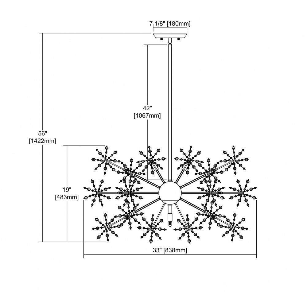 Elk Home - 11895/15 - Snowburst - Fifteen Light Chandelier in Modern Style with Luxe and Mid-Century Modern inspirations - 19 Inches tall and 33 inches wide
