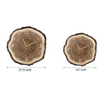 Rustic Round Wood Slice Clock with Remote Control and LED Lights - US Plug