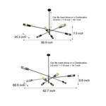 Industrial Sputnik Chandelier - Copper Linear Pendant Lights (6/8-Light)