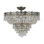 Group Majestic Historic Brass Five-Light Crystal Semi-Flush