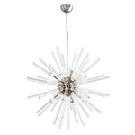 Clear Eight-Light Large Chandelier with Polished Nickel Stem
