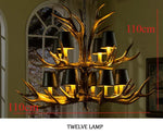Retro Antlers LED Chandelier Table Dining Room Kitchen Interior Lighting Fixture