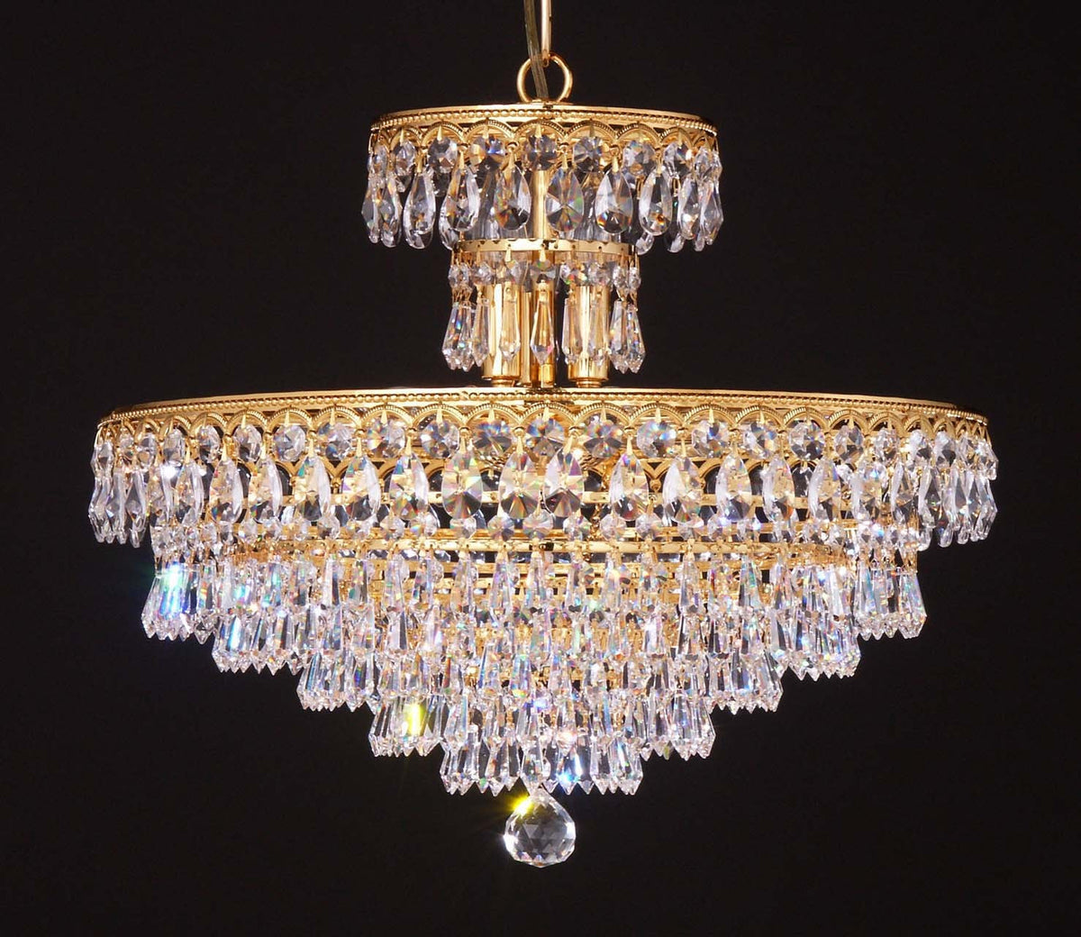9 lights crystal chandelier in gold plated finish