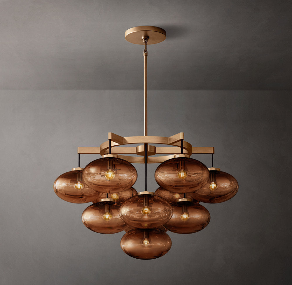 Cabrette Amber Glass Round Chandelier 36"