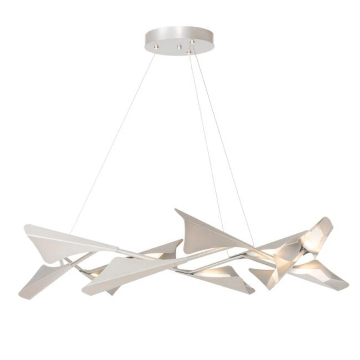 Plume Pendant, 1-Light, Standard Height, LED, Bronze Frame & Canopy, Vintage Platinum Plume, 49.1"W (135008-LED-STND-05-82 531Q4R)