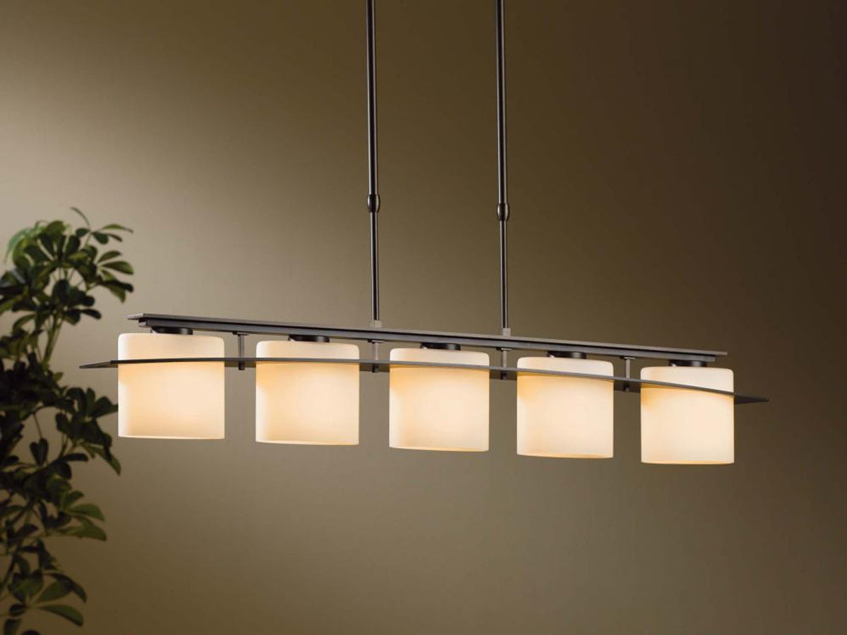 Arc Ellipse Pendant, 5-light, Long Height, Bronze, Opal Glass, 5.25"W (137525-SKT-LONG-05-GG0182 MPH1)