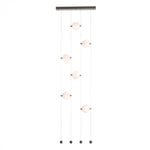 Abacus Pendant, 5-Light, Standard Height, LED, Natural Iron, Abacus Cool Grey Glass, 5.5"W (139050-LED-STND-20-YL0668 5CQEUQ)