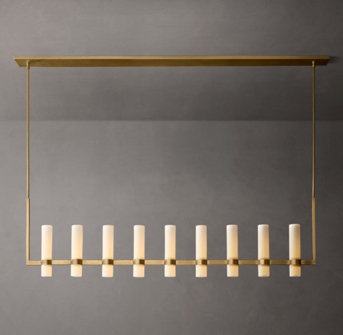 Ravelle Linear Milk Glass Chandelier 71"