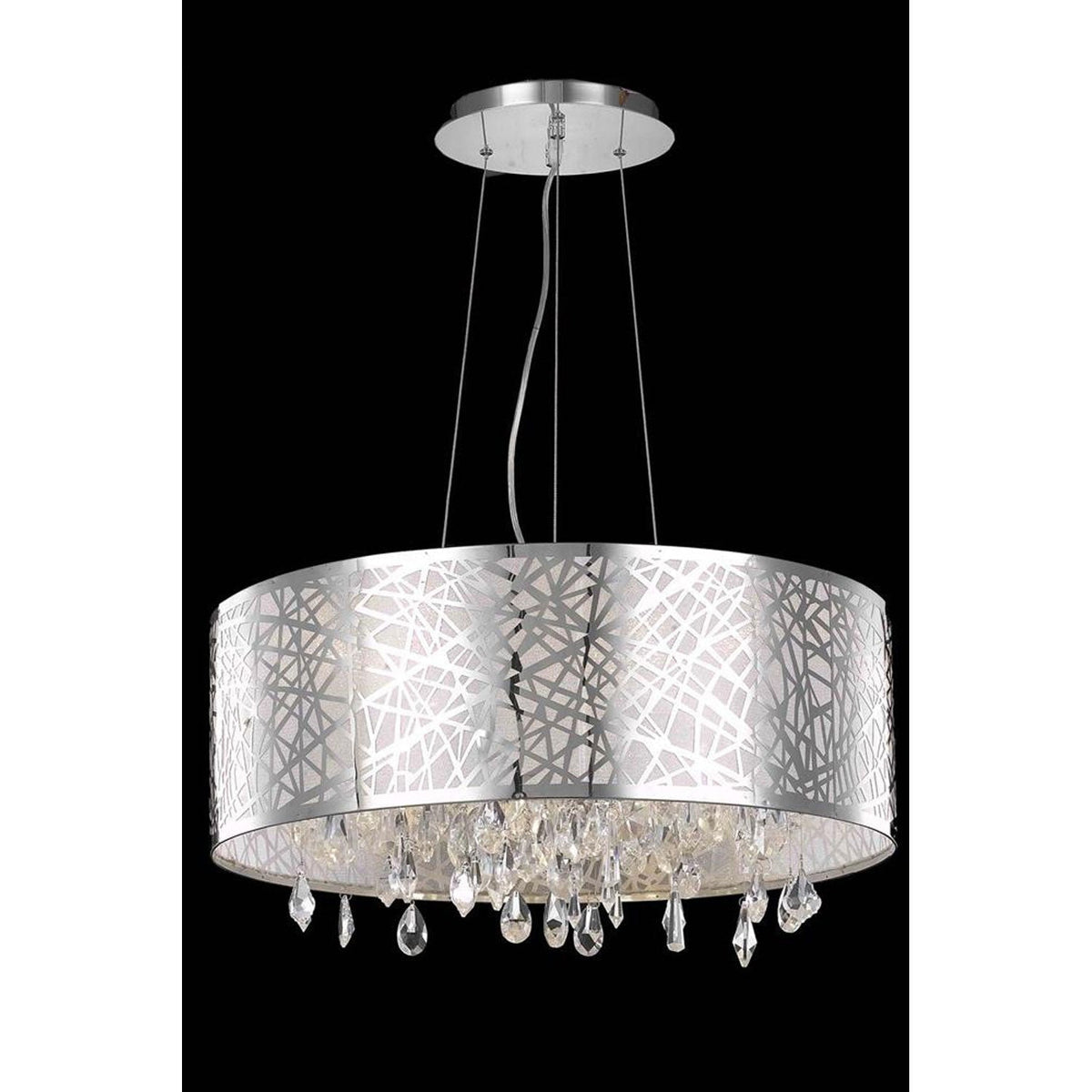 Mirage Chrome Six-Light Pendant with Royal Cut Crystal and Metal Shade