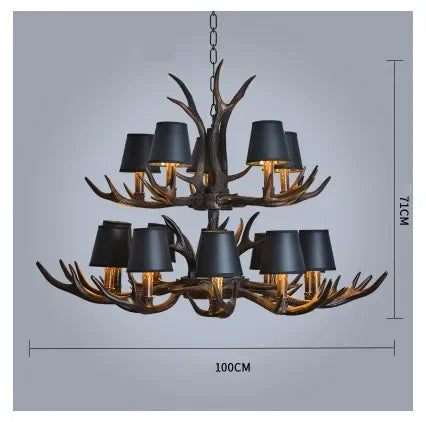 Retro Antlers LED Chandelier Table Dining Room Kitchen Interior Lighting Fixture