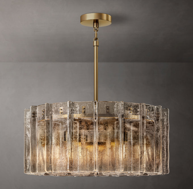 Lattice Smoke Glass Round Chandelier 37"