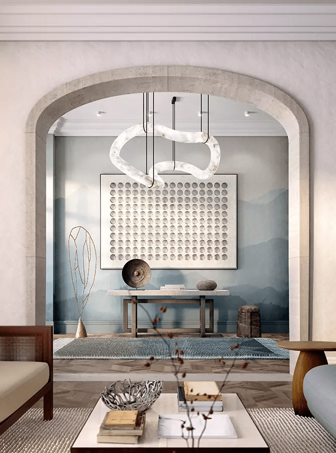 Ethereal Wave Alabaster Chandelier