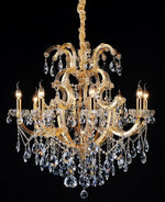 Gold plated 9 Light Maria Theresa crystal Chandelier