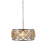 Madison Polished Nickel Five-Light Pendant with Faceted Golden Teak Crystals