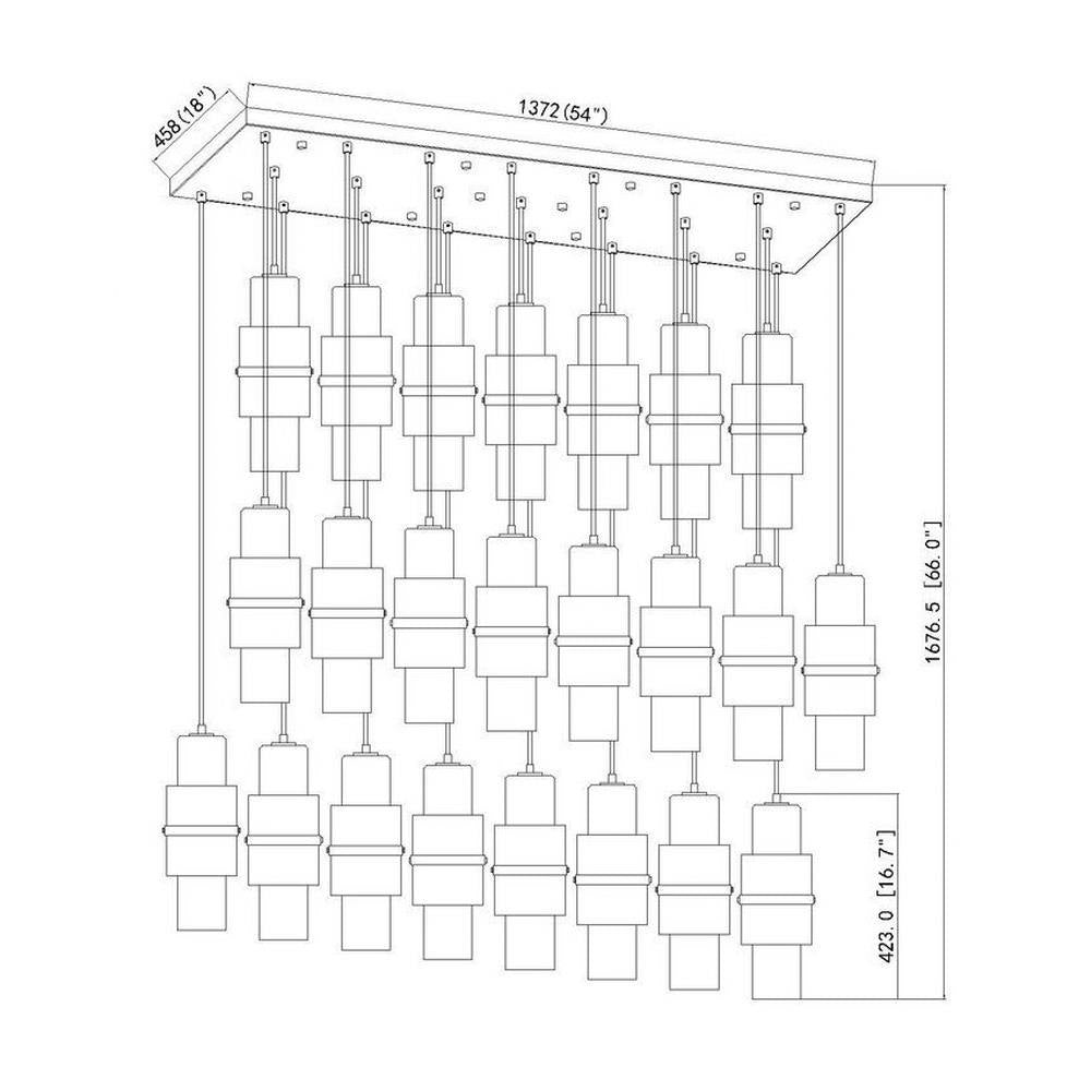 Bailey Street Home - 159-BEL-1325373 - Masefield Dale - 23 Light Linear Chandelier In Modern Style-16.75 Inches Tall and 18 Inches Wide