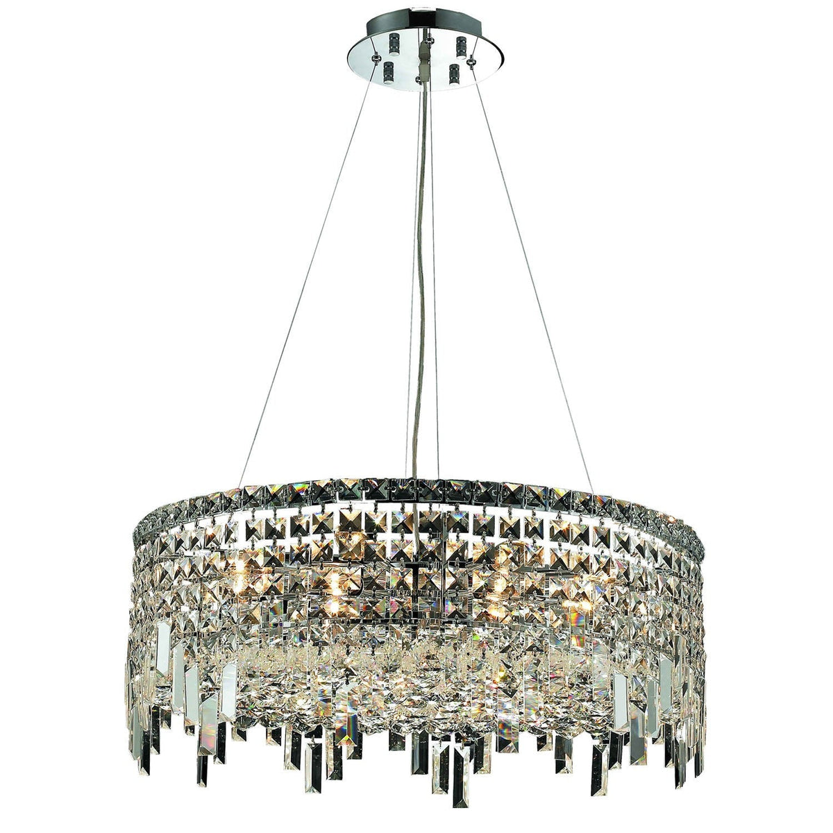 Maxim Chrome Twelve-Light 24-Inch Pendant with Royal Cut Clear Crystal
